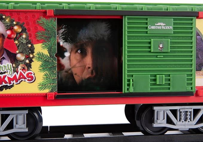 Lionel Battery-Operated Christmas Vacation Toy Train Set with Locomotive, Train Cars, Track & Remote with Authentic Train Sounds, & Lights for Kids 4+