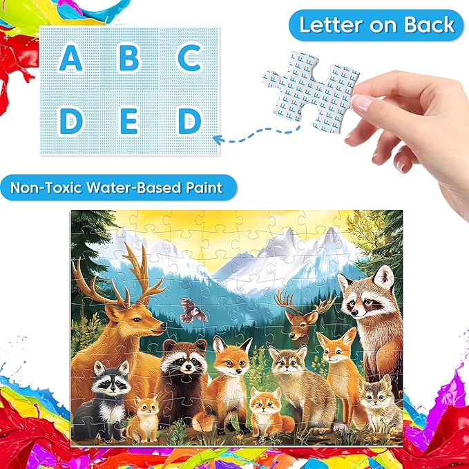 Kids Puzzles Ages 5-8 - Wild Animals Puzzles 100 Piece Jigsaw Puzzles for Kids Ages 4-6 Toddler Puzzles, World of Animals Collection Puzzles Gift Educational Toys for Boys and Girls 4-Pack