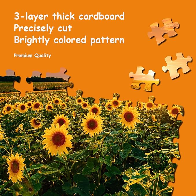 Jigsaw Puzzles Colorful Sunflower - WISHDIAM Puzzles for Adults - 2 Pack 1000 Pieces Nature Floral Impossible Difficult Challenging Puzzles for Home Decor Birthday Party Gifts Toy for Men Women