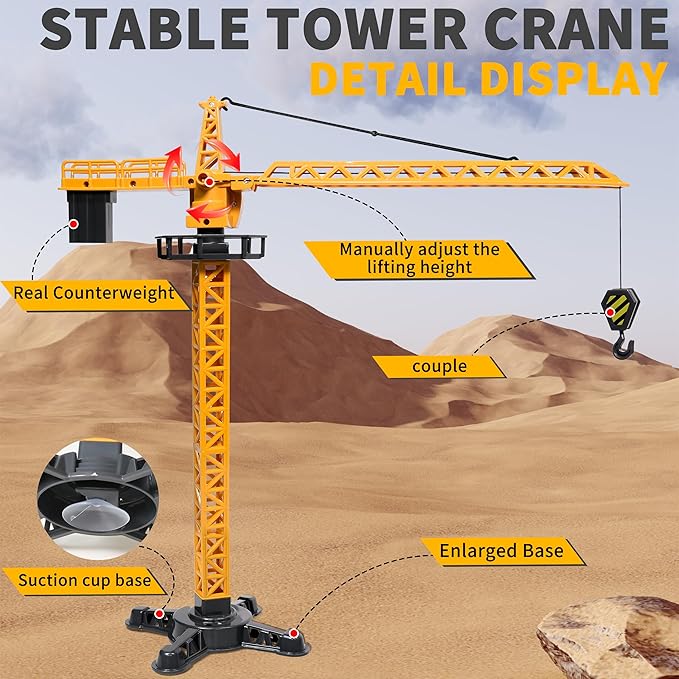 Remote-Control-Excavator and Dump-Truck - Kids-Play- Construction-Engineering-Vehicles Toy Set with Crane Mixer,Realistic Lights and Sounds,Christmas Birthday Gifts for Boys Girls Ages 3-12+