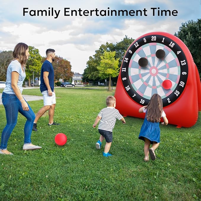 Inflatable Soccer Dart Board Giant Kick Dart Games Outdoor Backyard Games 6ft Big Kick Darts Game Inflatable for Kids Adults Family with 4 Kick Balls & Air Pump Large Carnival Games Dartboard