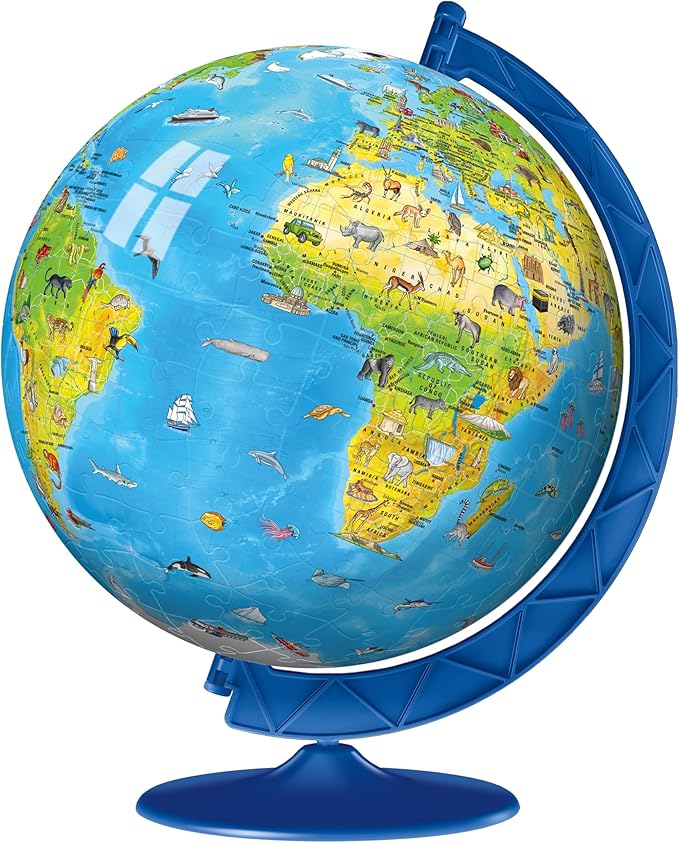 Ravensburger Children's World Globe 180 Piece 3D Jigsaw Puzzle | Easy Click Technology | Displayable Art | Perfect for Kids and Adults | 10.5 in Diameter
