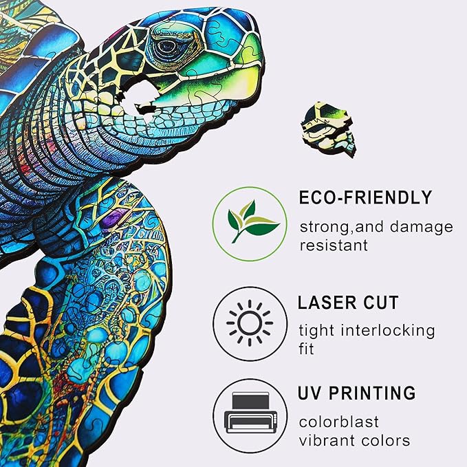 Wooden Puzzles, Sea Turtle Jigsaw Puzzles 500 Pieces, Unique Shaped Wooden Puzzle for Adults and Kids, Family Game 16.9 x 20.7 Inch