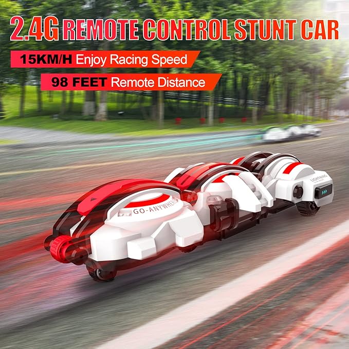 BAZADER RC Car with LED Lights - Remote Control Car Snakes 360° Roll Toy, Birthday for Kids Age 7 8 9 10 11+ Year Old, 2 Batteries 60+min, Indoor/Outdoor Toy for 6-12 yr Teen Boys