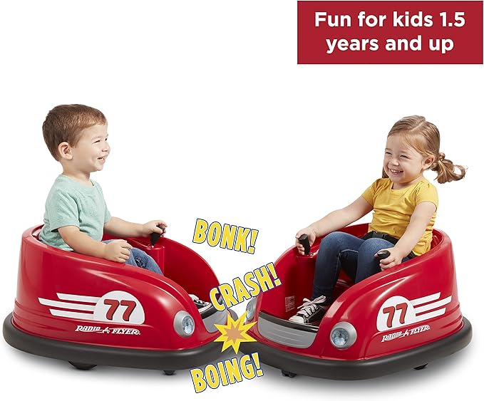 Radio Flyer 6V Battery Powered Bumper Car, Electric Ride On with Remote, Toddler Ride On Toy for Ages 1.5+ Years