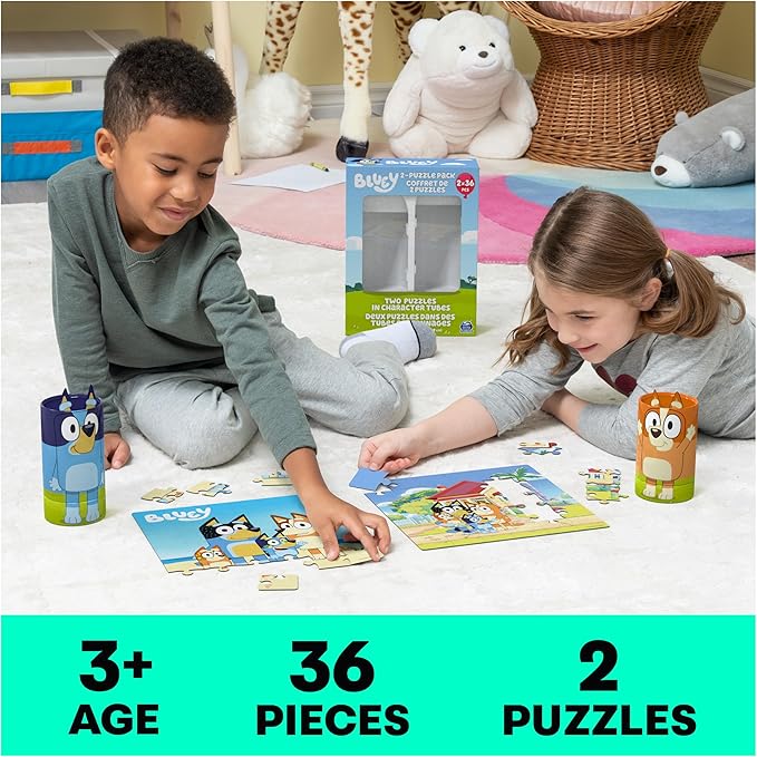 Spin Master Games, 36-Piece Bluey Puzzles 2-Pack, Bluey Toys, Puzzles, for Kids Ages 3 & Up