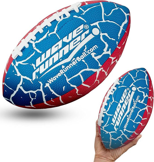 Wave Runner Grip It Waterproof Junior Size Football, 9.25 Size, Durable & Double Laced, Perfect for Beach Accessories, Kids Games, Pool Toys, Outdoor Games, All-Weather Indoor & Outdoor Play