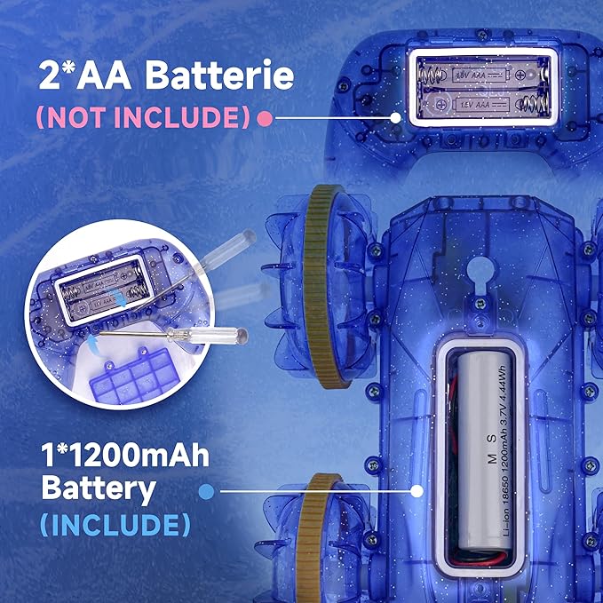 BEZGAR Pool Toys for Kids, Amphibious Remote Control Car Toys for Ages 6-8, RC Stunt Car with Water Gun for Boys and Girls 8-12, Remote Control Boat with Light(Blue)