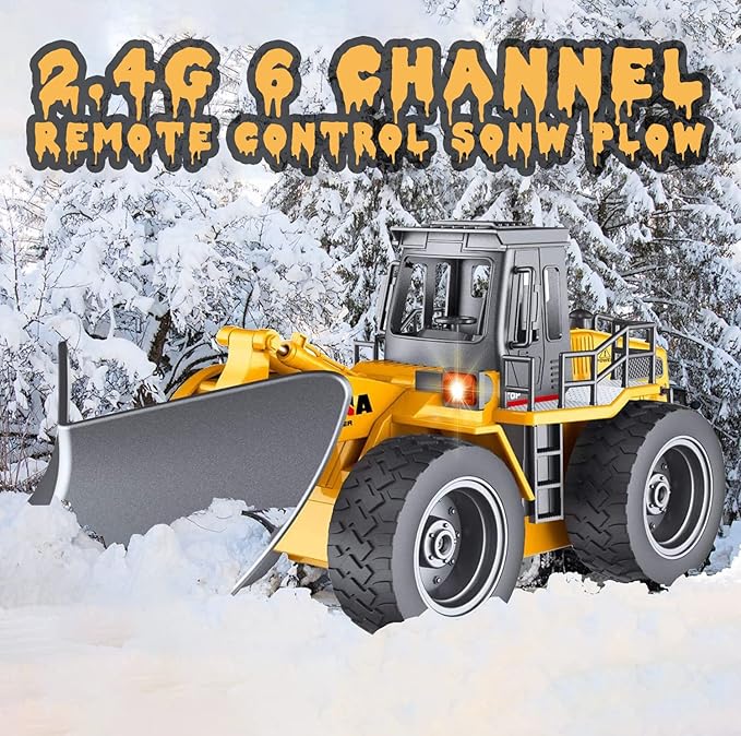 Snow Plow 1/18 RC Front Loader Tractor 2.4Ghz Construction Vehicles with Light & Sound for Kids