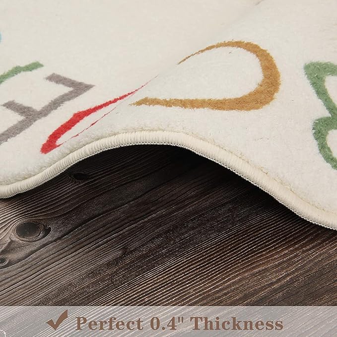 Topotdor Rainbow Round Kids Play Rug Alphabet Nursery Area Rug Extra Large Soft Crawling Play Mat for Children Toddlers Bedroom (71 inch, Multi Color)