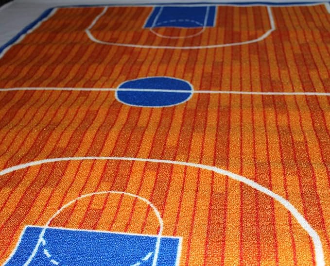 Mybecca Kids Rug Basketball Ground 5' x 7' Children Area Rug for Playroom & Nursery - Non Skid Gel Backing (59" x 82")