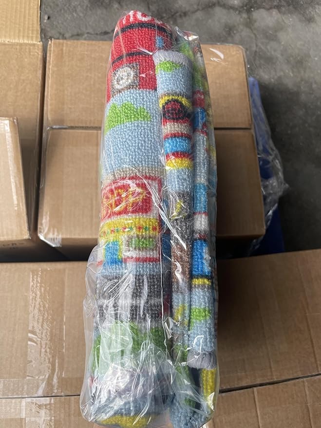 Capslpad Kids Rug for Playroom 3'3" x 5'2" Educational Learning Kids Play Area Rug Large Traffic Road Cars Rug Play Mat for Kid Toy Nursery Rug Kids Car Carpet for Living Room Home Decor, Sky Blue