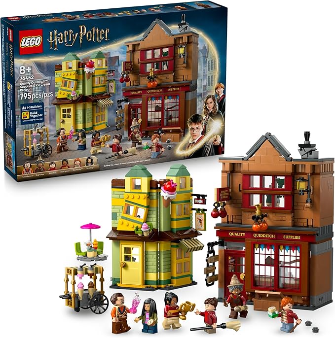 LEGO Harry Potter Quality Quidditch Supplies & Ice Cream Parlour - Kids Toy - Diagon Alley Building Set for Boys and Girls 8+ - Harry Potter Collectible - Gift Idea for Birthdays - 76452
