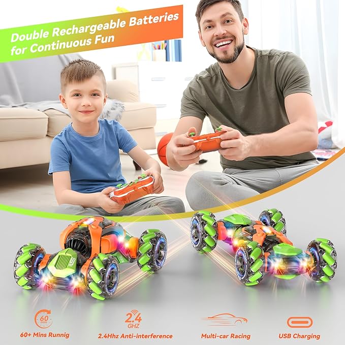 Gesture Sensing RC Stunt Car, 360° Rotating 4WD Remote Control Transform Hand Controlled Car - Fun Birthday Gifts for Kids Boys and Girls (Ages 5-13)