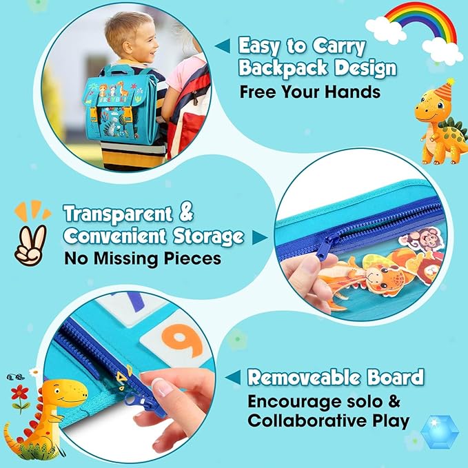 Green Montessori Busy Board Book for Toddlers 1-3, Montessori Toys for 1-3 Year Old Boy Birthday Gift, Educational Quiet Activity Books for Toddlers 1-3, Ages 2-4 Travel Toys for Airplane Car