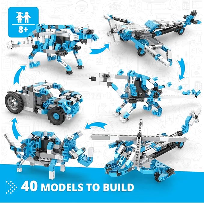 Engino- Creative Engineering Stem Toys, 40 Motorized Models, Educational Playset for Kids 8+, Construction Toys for Inventors, Gift for Boys & Girls