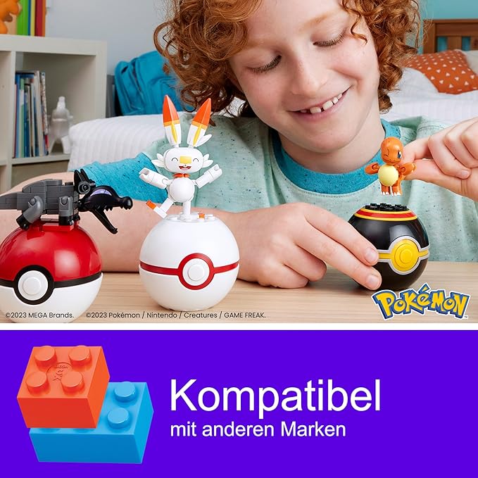 MEGA Pokémon Building Toys Set Fire-Type Trainer Team with 105 Pieces, 4 Poseable Character, 2 Inches Tall, for Kids