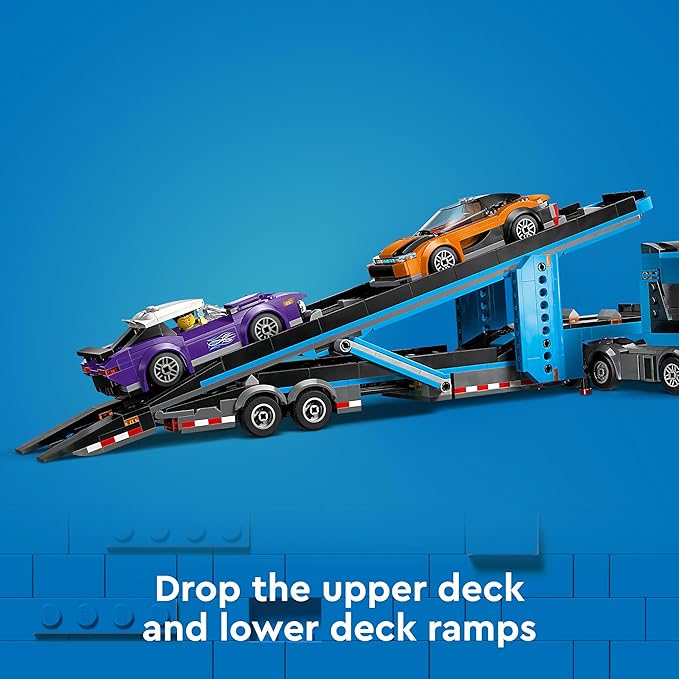 LEGO City Sports Car Transport Truck - Set of 4 Vehicles for Children from 7 Years - Party or Birthday Gift for Boys and Girls - 4 Minifigures for Role Play 60408