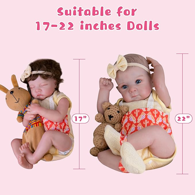 Reborn Baby Dolls Clothes Girl Yellow Baby Clothes 17-22 Inches Newborn Outfit and Accessories for Girls' Clothing