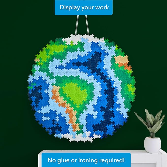 Plus Plus Puzzle by Number, 800 Piece Mini Interlocking Hashtag Color Blocks, 3D Pixel Art Kit for Kids - Earth