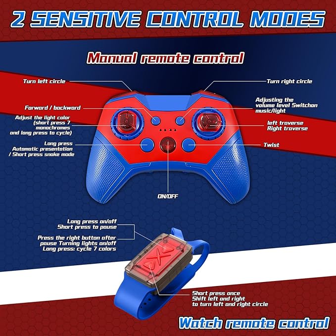 S-pider Rc Gesture Sensing Stunt Car Toys for Boys 4-14 Years Old, Drift Hand Control Remote Control Cars with Light & Music, 360°Rotation Double Side Cars Birthday Gifts for Kids Age 5 6 7 8 9 10 11