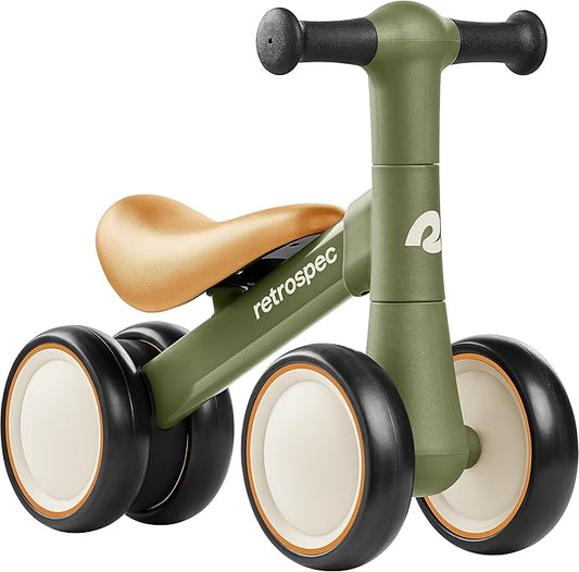 Retrospec Cricket 2 Baby Walker Balance Bike with 4 Wheels for Ages 12-24 Months - First Birthday Gift Toddler Bicycle Toy for 1 Year Old’s - Ride On Toys for Boys & Girls