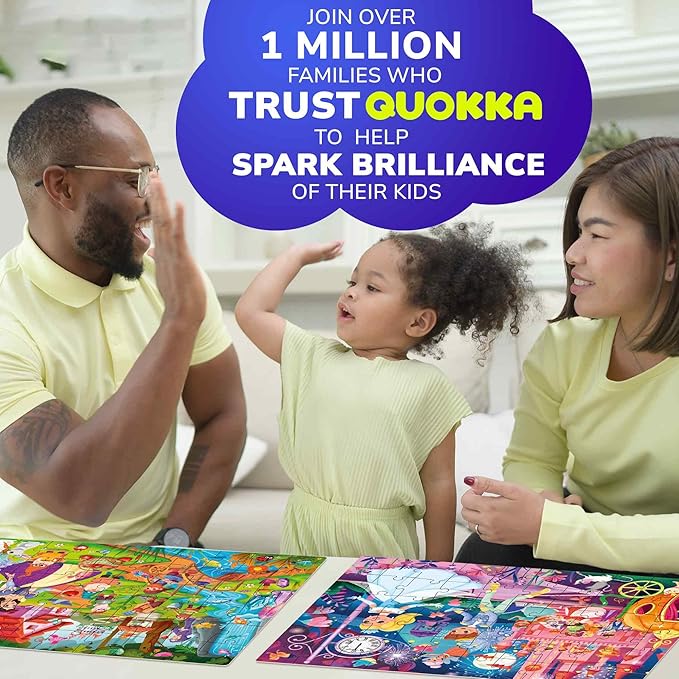 QUOKKA Puzzles for Kids Ages 4-6 – 4-Pack 60-Piece Puzzles for Kids – Fairy Tale Jigsaw Puzzle Set – Toddler Puzzles Ages 4-6 – Educational Learning Toys – FSC Certified – Gift for 5 Year Olds