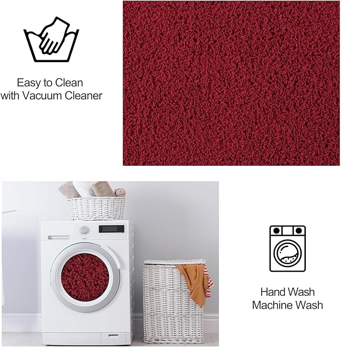 FlyDOIT Area Rugs for Bedroom Living Room, 4x6 Rose Red Super Soft Comfy Thickened Memory-Foam Indoor Carpets, Modern Aesthetic Minimalist Carpet for Boys Girls Adults Apartment Nursery Home Décor