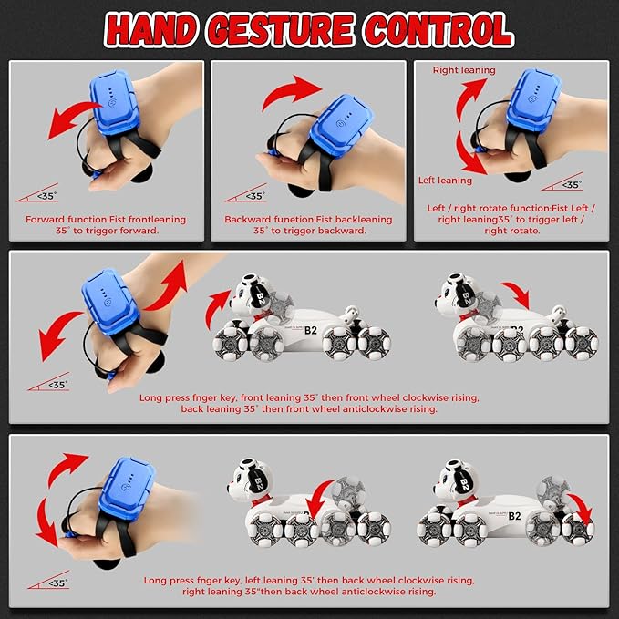 8WD Gesture Sensing Stunt Robot Dog RC Car Toys for Ages 8-13 Boys| Robot Toys for 8 9 10 11 12 13 Year Old Kids Birthday Gift, Outdoor & Indoor