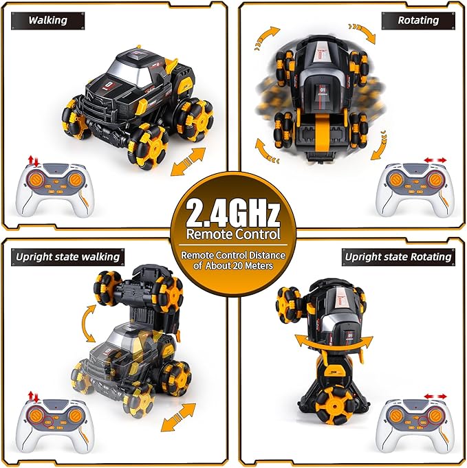 Transform Remote Control Car 1:16 Scale Transforming Remote Control Cars Toy for Kids 2.4Ghz 360° Rotating RC Stunt Rc for Boys Stunt Toy Car for Kids Age 3-5 5-7 4-6 6-8 8-12