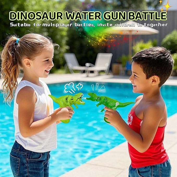 3 Pack Dinosaur Water Gun，Water Guns for Kids Ages 4-8 Dinosaur Mouths Can Open and Close When Spraying Water, Suitable for Swimming Pools/Beaches/Courtyards/Party Games