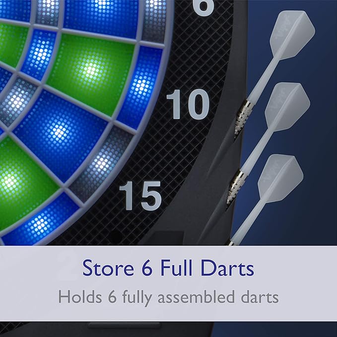 Viper Ion Electronic Dartboard, Illuminated Segments, Light Based Games, Green and Blue Segment Colors, Ultra Thin Spider to Increased Scoring Area