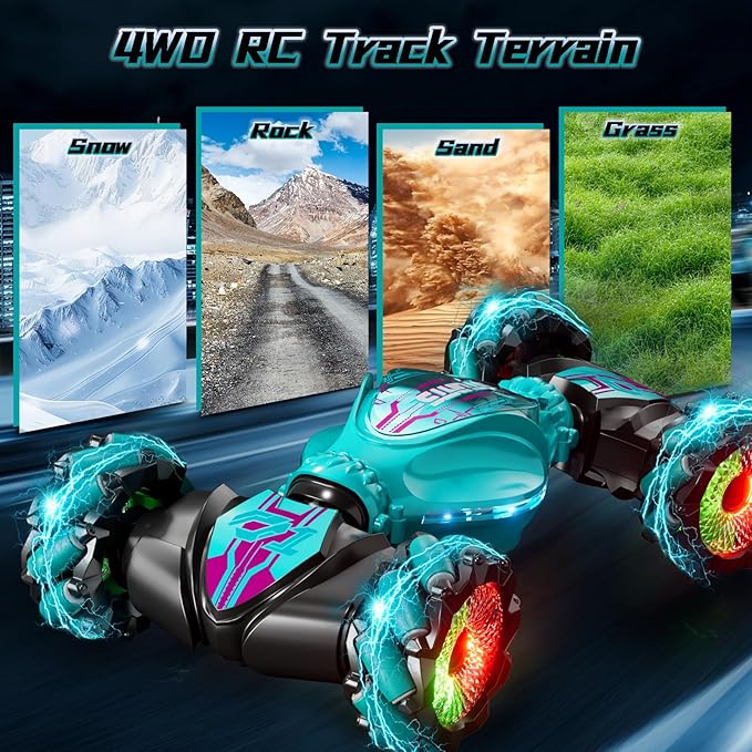 Gesture Sensing Rc Stunt Car, Hand Controlled RC Car Toys, 2.4GHz 4WD Gesture Sensing RC Car with Light & Music, 360° Rotation Remote Control Twist Cars for Boys Girls 8+yr, Birthday Gifts for Kids