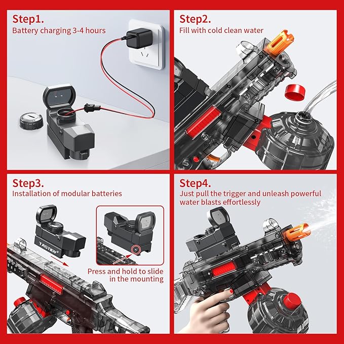 Electric Water Gun, 500+ Electric Water Blaster, Automatic Squirt Gun up to 36 FT Range, High Powered Watergun Toys for Kids Adults Pool Beach Party Outdoor Water Fighting Summer Gifts