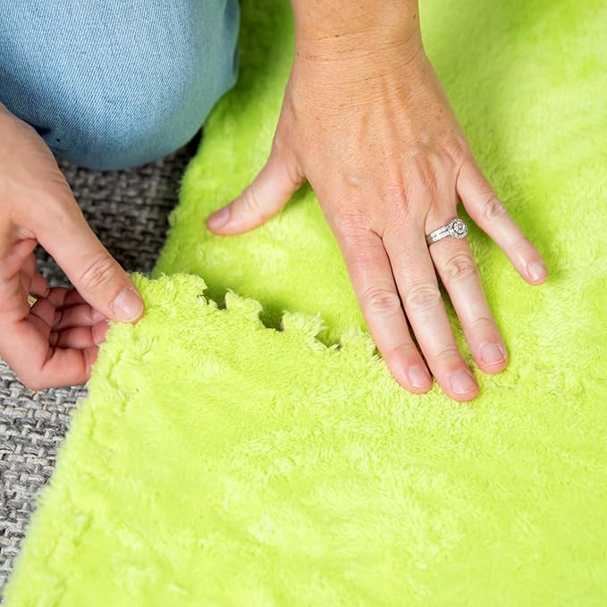 16 Piece Carpet Squares Puzzle Mat 49" x 49" Plush Interlocking Carpet Tiles, Foam Floor Tiles for Baby Play Mat - Kids Soft Play Floor Mats, Anti Slip Jigsaw Flooring Playmat Playroom Rug (Green)