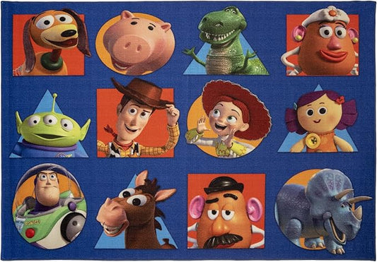 Gertmenian Disney Playmat Kids Licensed Area Rug, 4x6 Large, Pixar Multi-Colored Navy Blue