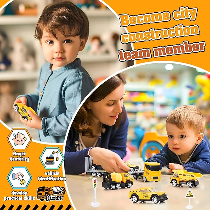 Construction Toys for 3-8 Year Old Boys Girls, Alloy Cars, Alloy Construction Engineering Vehicle Toy Sets, Toys for Ages 3-8