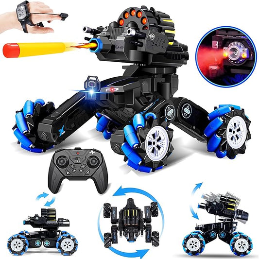 RC Tank That Shoots Gesture Sensing RC Tank, 2.4GHz Battle Soft Bullets Hand Control Car Drift Remote Control Trucks for Boys & Girls 8-12, Remote Control Tank with Light Music