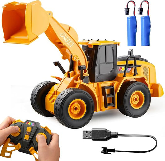 JOYIN Remote Control Construction Toys, 2.4Ghz RC Play Truck with Light, Front Loader Toys for Boys 3-5 4-7 8-12 Year Old Kids, Christmas Birthday Gift
