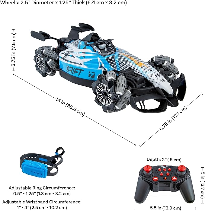 Sunnydaze Stupendous Stunts Kids Remote Control Car - RC Car with Lights, Sounds, Steam for Ages 6+ - 360-Degree Rotation