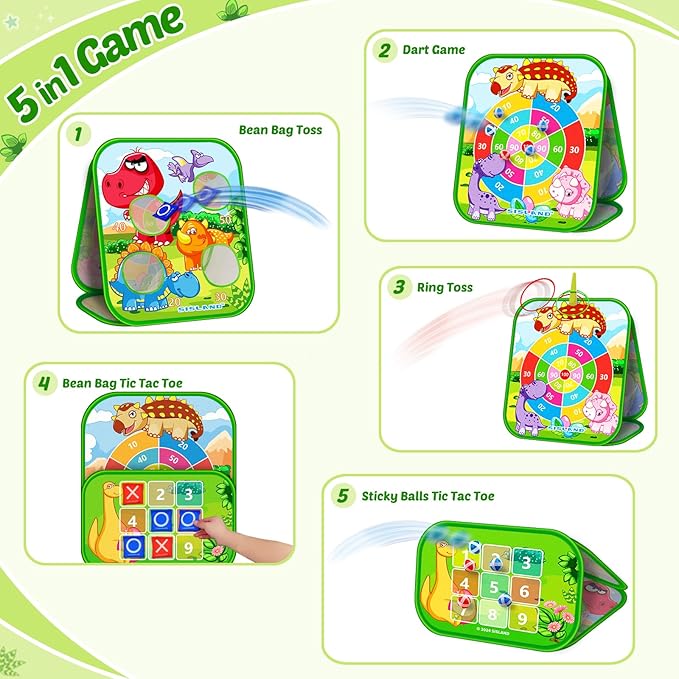 5-in-1 Bean Bag Toss Game for Kids, Animal Corn Hole Outdoor Toy for Toddler, Outside Yard Party Lawn Backyard Games Birthday Gift for Boy Girl Age 3 4 5 6 7 8