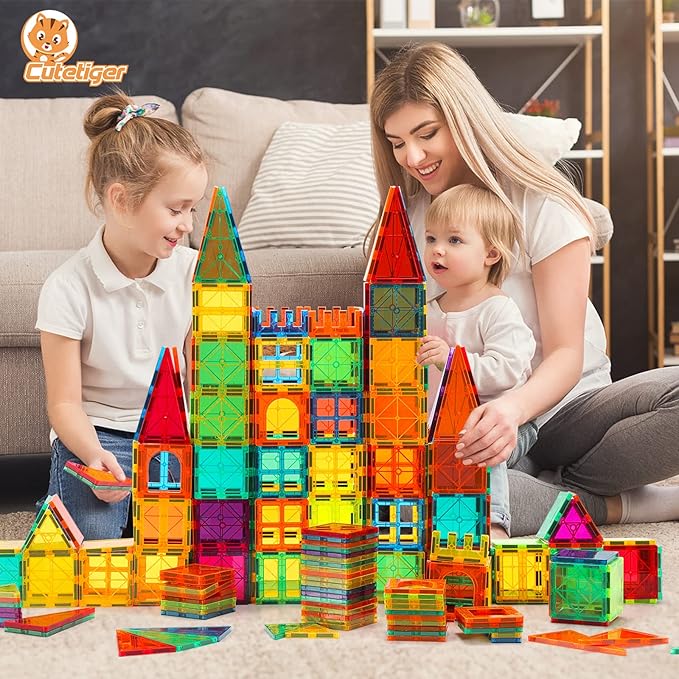 Mangetic Tiles, 100PCS Magnet Building Toys, Magnetic Building Set for Kids, Stacking Blocks, Perfect STEM Toys Gift for Boys and Girls