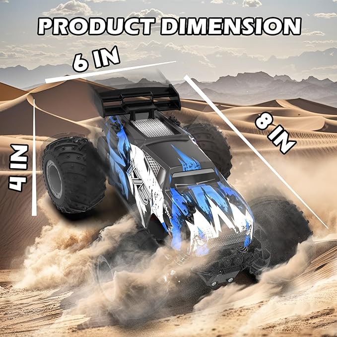 Sjpzwcrl Rechargeable Remote Control Car Toys: - Hand Controlled Monster Truck for Boy Electric Rock Crawler Toys with Colorful RC Car Body Lights and Headlights Birthday Gift for Kids