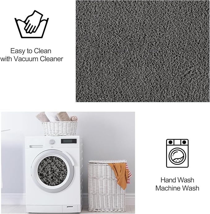 FlyDOIT Area Rugs for Bedroom Living Room, 4x6 Dark Grey Super Soft Comfy Thickened Memory-Foam Indoor Carpets, Modern Aesthetic Minimalist Carpet for Boys Girls Adults Apartment Nursery Home Décor