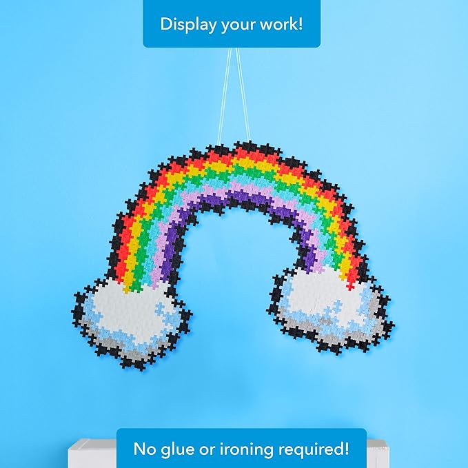 Plus Plus Puzzle By Number, 500 Piece Mini Interlocking Hashtag Color Blocks, 3D Pixel Art Kit for Kids - Rainbow