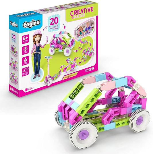 Engino: Creative Builder - 20-in-1 Designer Series, Toy Vehicles Vibrant Brick Set, Multimodels Snap Construction Assembly, Engineer STEM Kit, Kids 6+