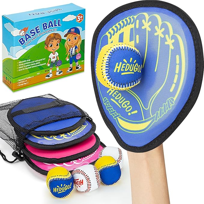 Toss and Catch Game Set Classical Outdoor Toys for Kids at The Beach, Yard, or Park Outside Games 4 Paddles 4 Balls Family Games for Kids and Adults Easter Toys Gifts