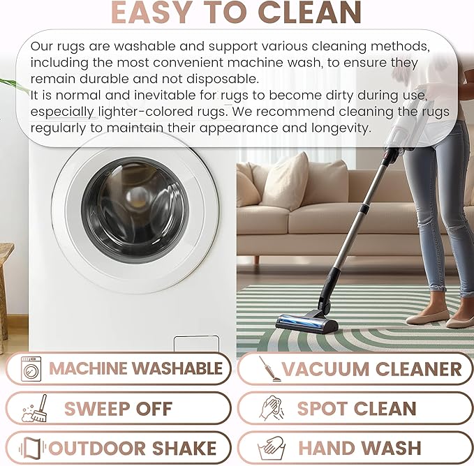 Washable 5x7 Modern Area Rug for Living Room, Sage Green Minimalist Aesthetic Abstract Boho Large Rugs, Ultra-Thin Low Pile Soft Nonslip Indoor Floor Carpet for Office Bedroom Playroom Classroom Dorm