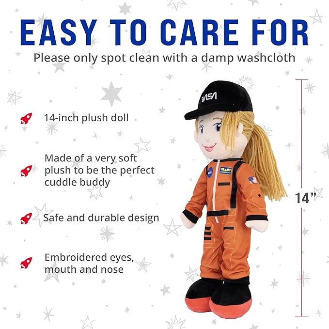 Playtime by Eimmie - 14' Eimmie NASA Astronaut Doll - Soft Plush Rag Doll for 2 Year Old Girls & Boys, Toddler & Infants - Washable Astronaut Toy