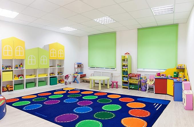 Carpets for Kids 8412 Rainbow Seating Classroom KidsTeen Room Rug 7ft 6in x 12ft Rectangle Multi Color